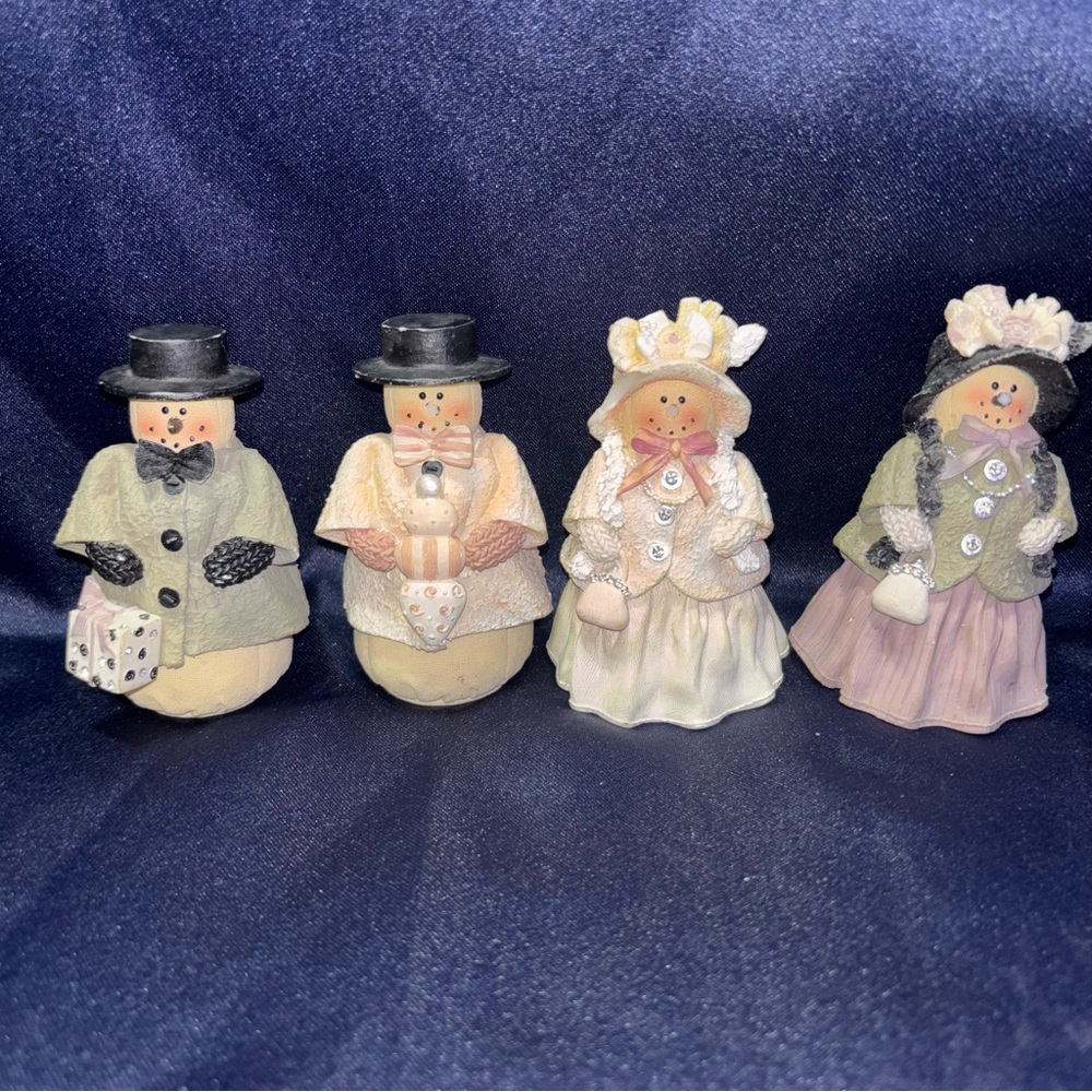 Plum Pudding Heather Hykes Artisian Flair Snowman Lot Of 4 Figurines